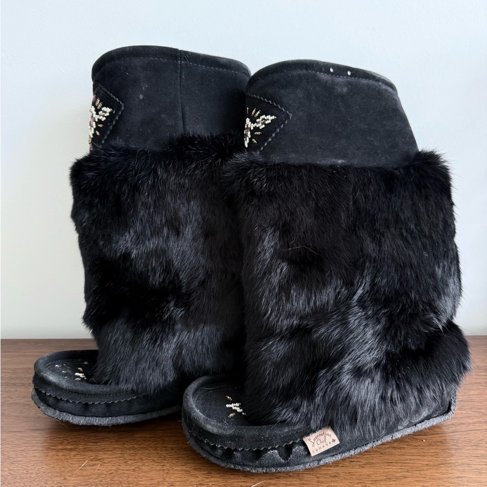 Laurentian Chief | Suede and Rabbit Fur Mukluks 13"